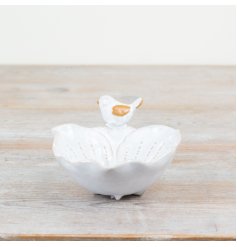 Add a touch of elegance to your home decor with our charming Bird & Flower Trinket Dish