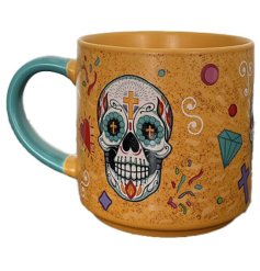Elevate your coffee break with our Day Of The Dead Large Porcelain Mug - a perfect blend of heritage and style.