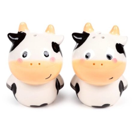 Spice up your meals with our adorable Black and White Cow Ceramic Salt & Pepper Set 