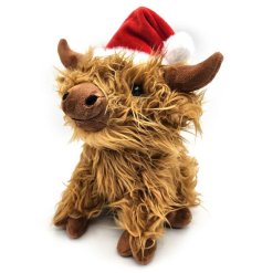 Elevate your home's holiday decor with our festive Highland Coo Plush Doorstop, imbued with charming Scottish flair.