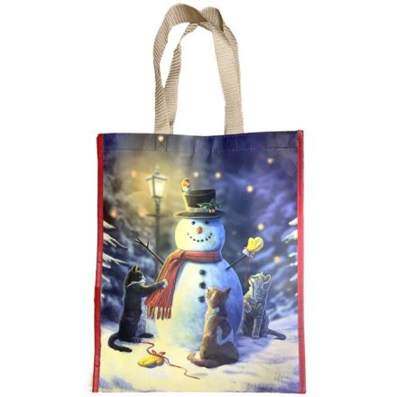  Reusable Shopping Bag Lisa Parker Christmas Cats & Snowman