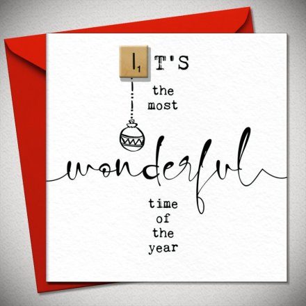 Xmas Card with Scrabble Piece Design, 15cm