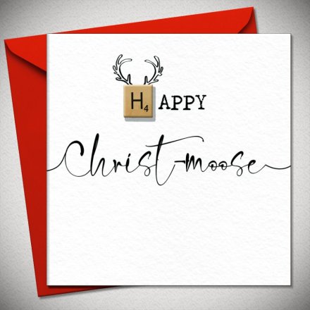 15cm Happy ChristMOOSE Greetings Card