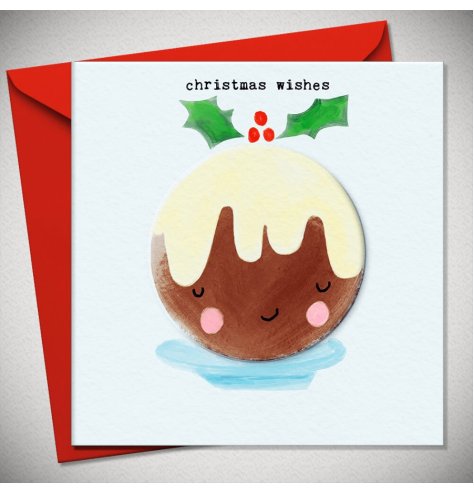 Send holiday cheer and warm wishes with our Christmas Pudding Greeting Card. 