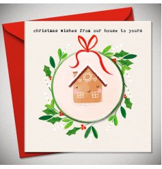 Spread holiday cheer with our Merry Christmas From Our House To Yours card 