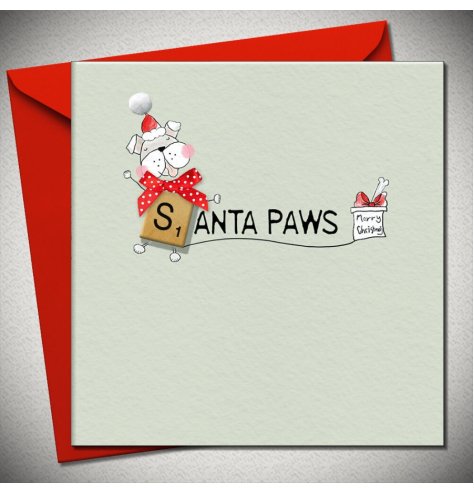 Spread holiday cheer with our cute Santa Paws greeting card. 