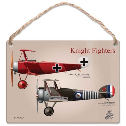 World War 1 Knight Fighters Fokker x Sophworth Camel Metal Dangler Sign 