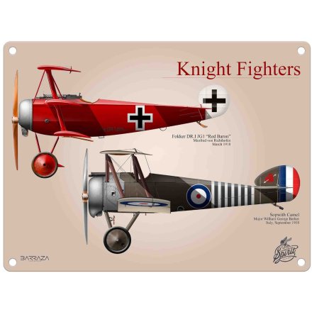 World War 1 Knight Fighters Fokker x Sophworth Camel Metal Sign, 20cm 