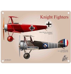 Step back in time with the World War 1 Knight Fighters Fokker X Sophworth Camel Metal Sign 