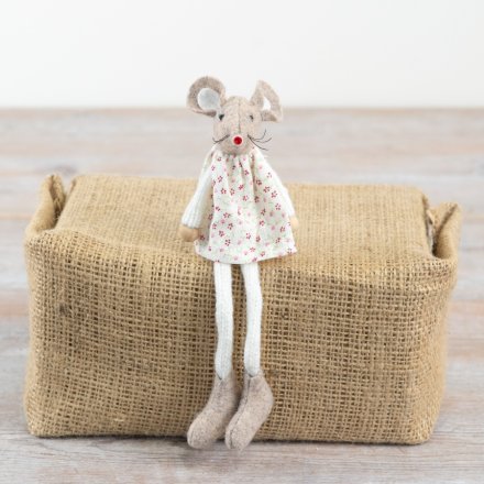 Sitting Mouse with Dangle Legs, 16cm 