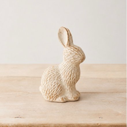 Textured Sitting Rabbit Deco, 15.5cm 