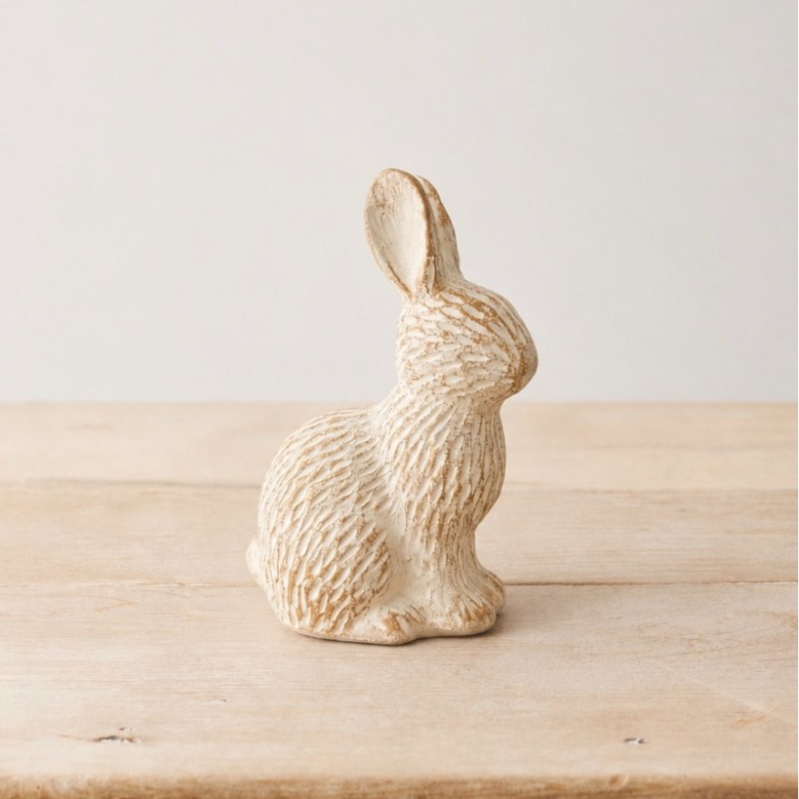 15.5cm Textured Sitting Rabbit Decorative Figurine