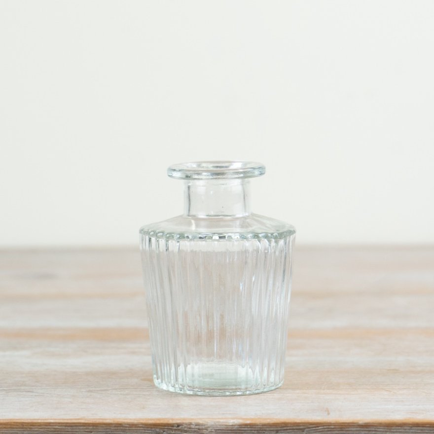 Ribbed Glass Flower Vase, 10cm