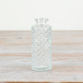 Transparent vase with decorative patterns