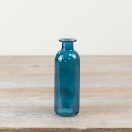 Glass Blue Vase, 16.5cm 
