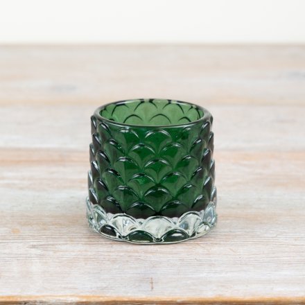 Elevate your space with our Elegant Green Glass Candle Holder 
