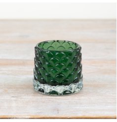 Elevate your space with our Elegant Green Glass Candle Holder 