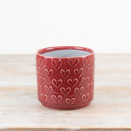 stylish red heart small planter 