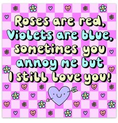 Katie Roses Are Red Card: elegant layered design showcasing beautiful ruby-red roses with a heartfelt poem.