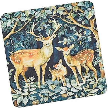 5cm William Morris Roe Deer Family Coaster 