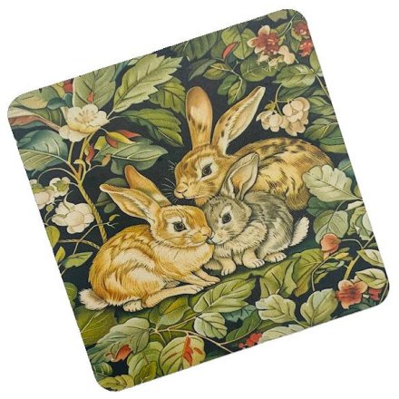 5cm Coaster: Wild Rabbits by William Morris Doe