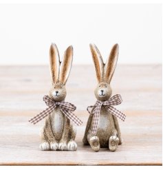 A gorgeous assortment of 2 rustic sitting rabbits. 