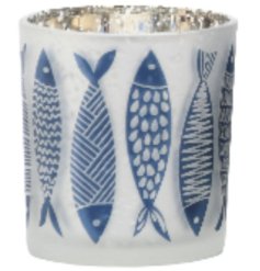 Add coastal charm with this elegant glass tealight holder,