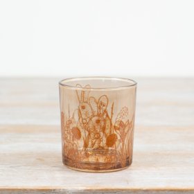 Enhance your decor with this elegant glass candle holder adorned with a charming rabbit design.