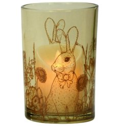  a tall rabbit and flower design candle holder 
