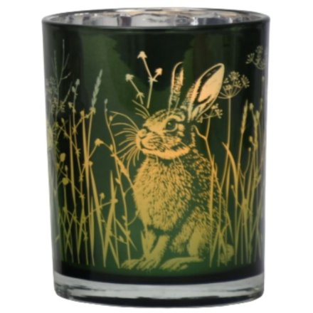 Rabbit & Flower Candle Holder, 12.5cm 