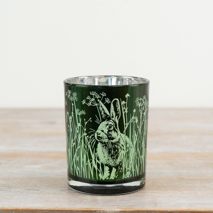 Delightful candle holder featuring a cute rabbit design.