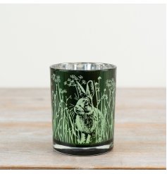 Adorable candle holder featuring a delightful rabbit motif.
