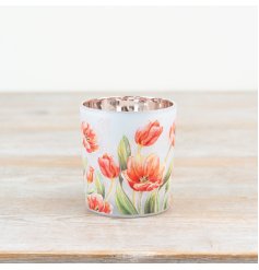a white flower design candle holder 