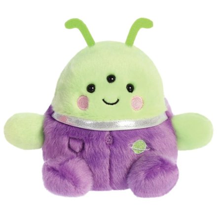 Add a fun touch to any kid’s collection with this charming green and purple alien buddy!