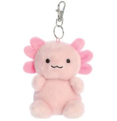 Ultra-soft pink palm keychain with a durable chain attachment.