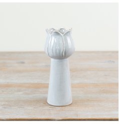 Vase featuring a natural floral pattern in earthy tones