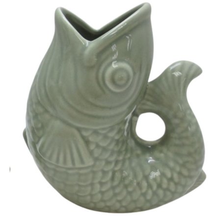 Sage Green Fish Vase, 24.7cm