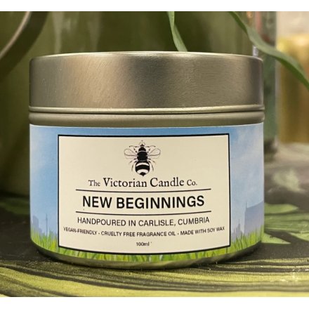 Lemongrass & Ginger Scented Tin Candle – New Beginnings, 100ml