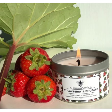 100ml Tin Candle with Strawberry & Rhubarb Fragrance