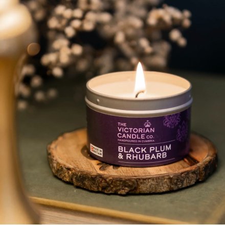 Black Plum & Rhubarb Scented Tin Candle, 100ml