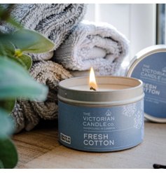 Experience the crisp, clean scent of Fresh Cotton in a sleek 100ml tin