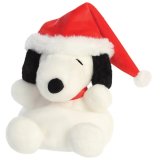 Discover the Santa Snoopy Palm Pal, a cozy holiday buddy wearing a cheerful Santa hat.
