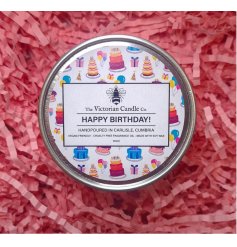 Celebrate birthdays with our 100ml scented candle in a stylish tin—perfect for any special occasion!