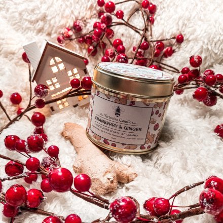200ml Cranberry & Ginger Scented Candle in Tin