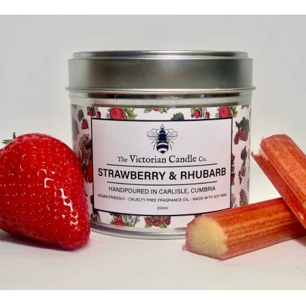 200ml Tin Candle with Strawberry & Rhubarb Fragrance