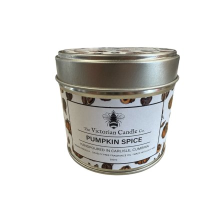 Pumpkin Spice Autumn Scented Tin Candle, 200ml