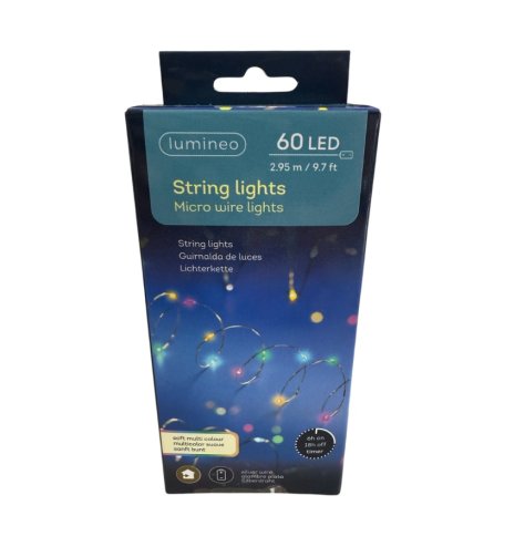 Illuminate your space with this multicoloured micro indoor LED string light set.