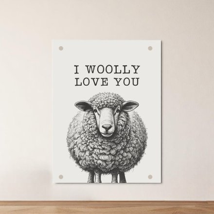 20cm I Woolly Love You sheep Metal Sign