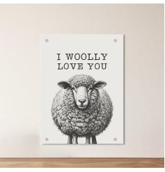 "I Woolly Love You" – adorable metal sign with a charming design.