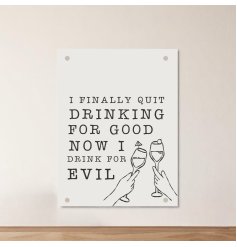Mark fresh starts with the "I Finally Quit Drinking For Good" metal sign.